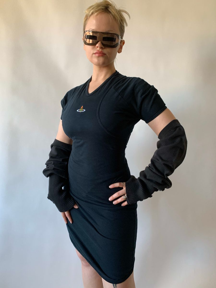 90s Vivienne Westwood Orb Black Dress product image