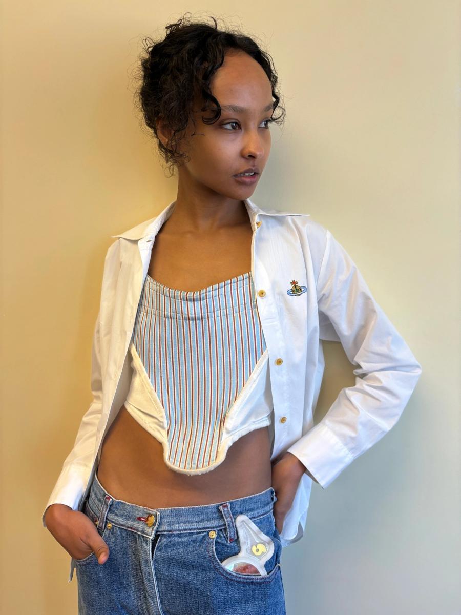 80s Vivienne Westwood White Orb Button Down product image