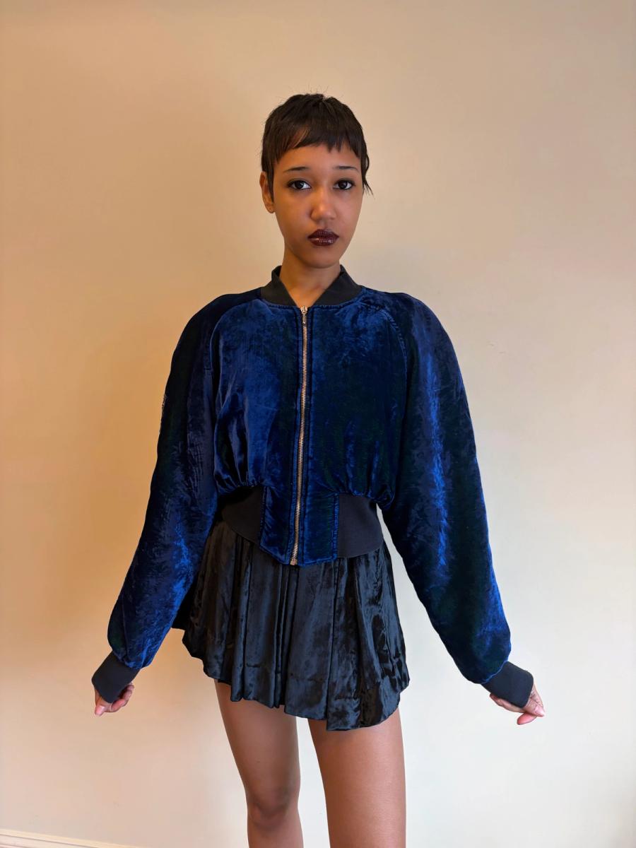 80s-90s Boy London Changeable Blue Velvet Bomber product image