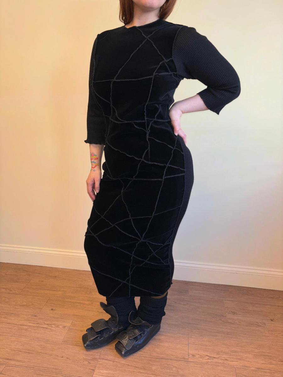 90s Patchwork Velvet Jean Colonna Dress product image