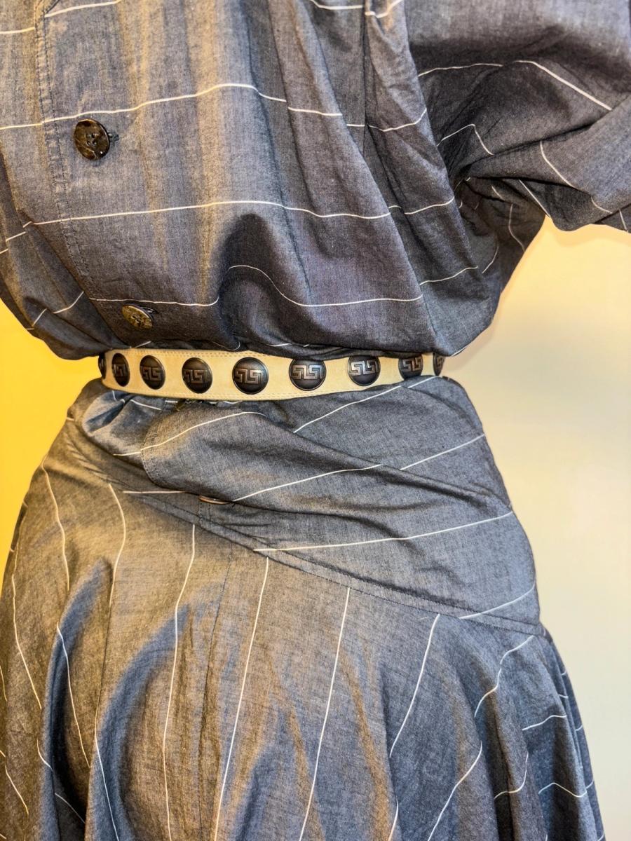 Late 70s Claude Montana Greek Key Studded Belt product image