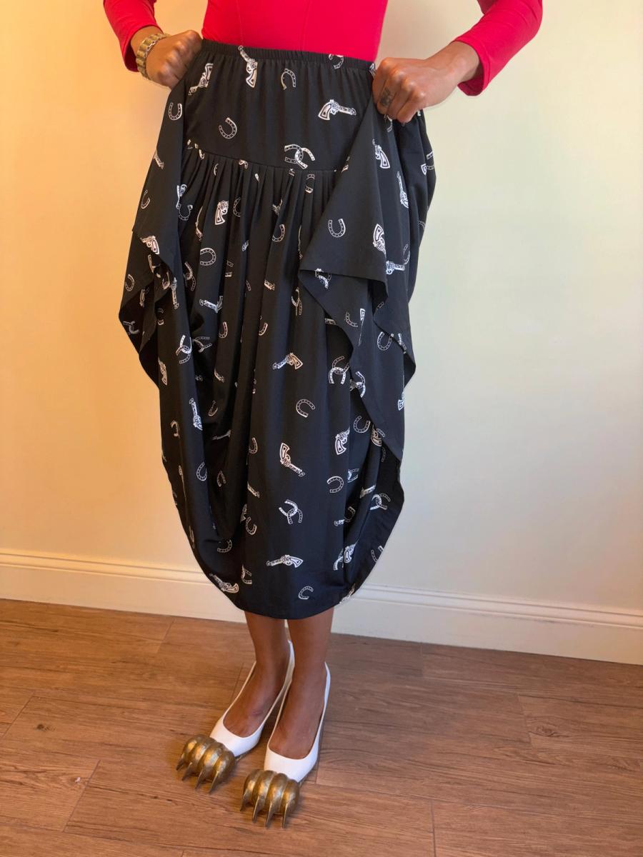 80s Norma Kamali Western Print Skirt product image