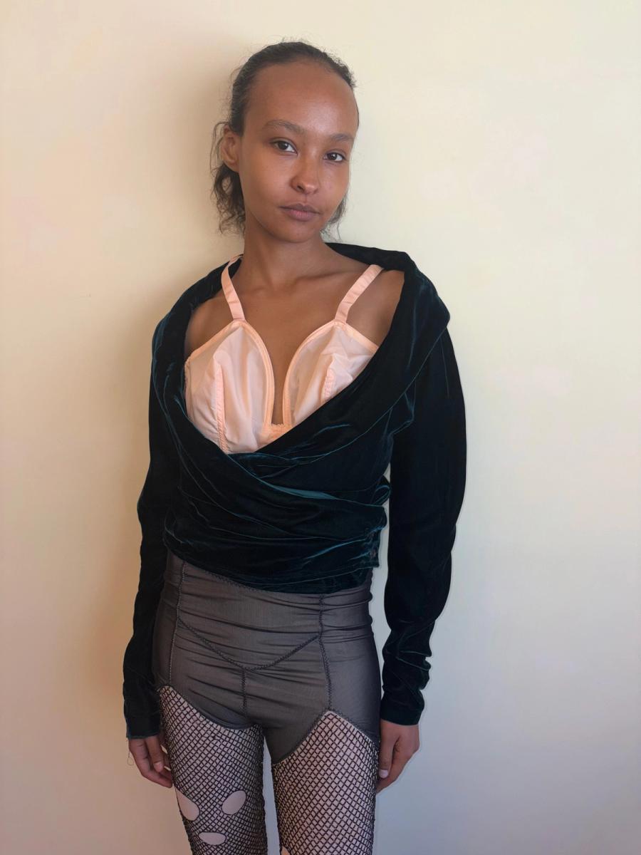 90s Katharine Hamnett Green Velvet Blouse product image