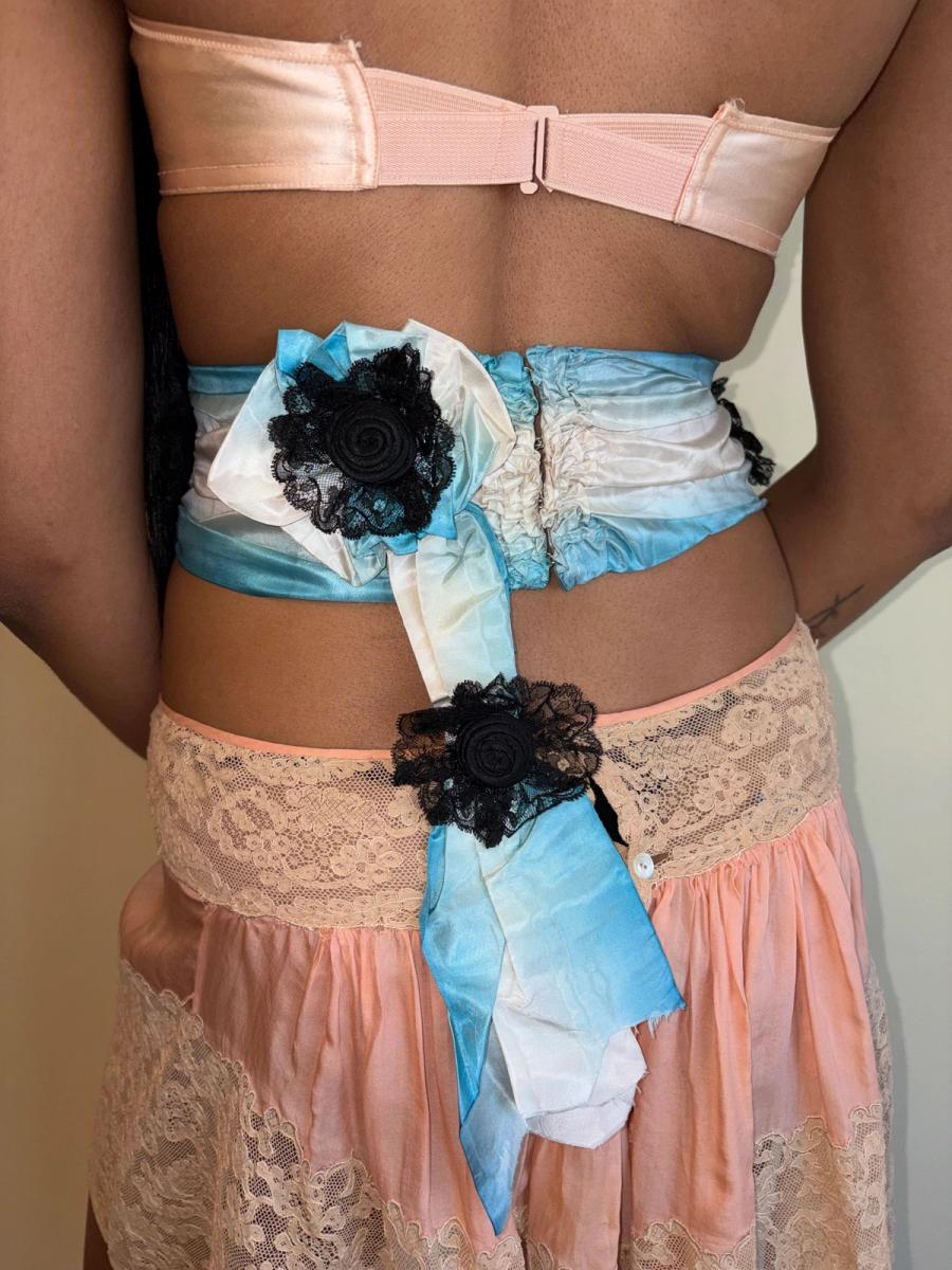 1890s Moiré Turquoise Sash product image