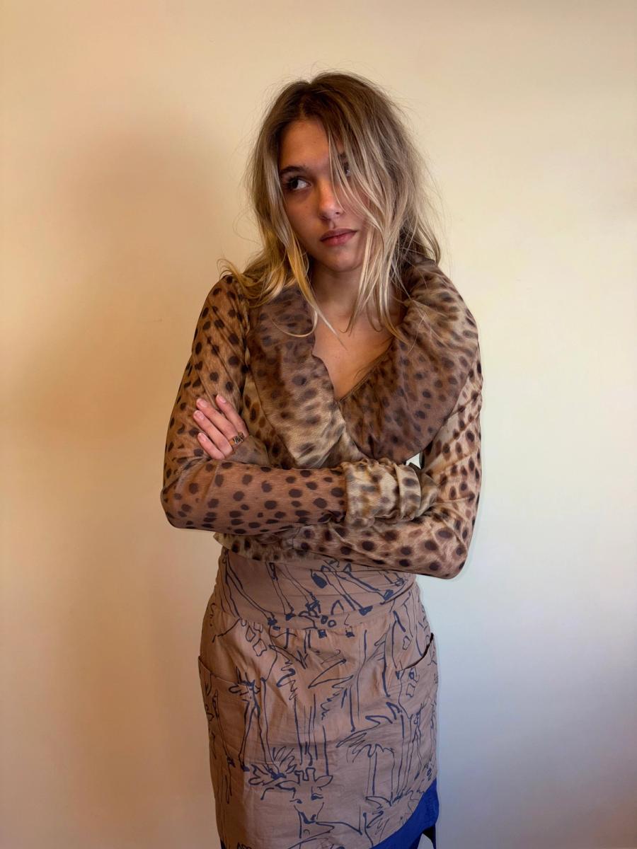 Ficce Yoshiyuki Konishi Cheetah Tulle Wrap Top product image