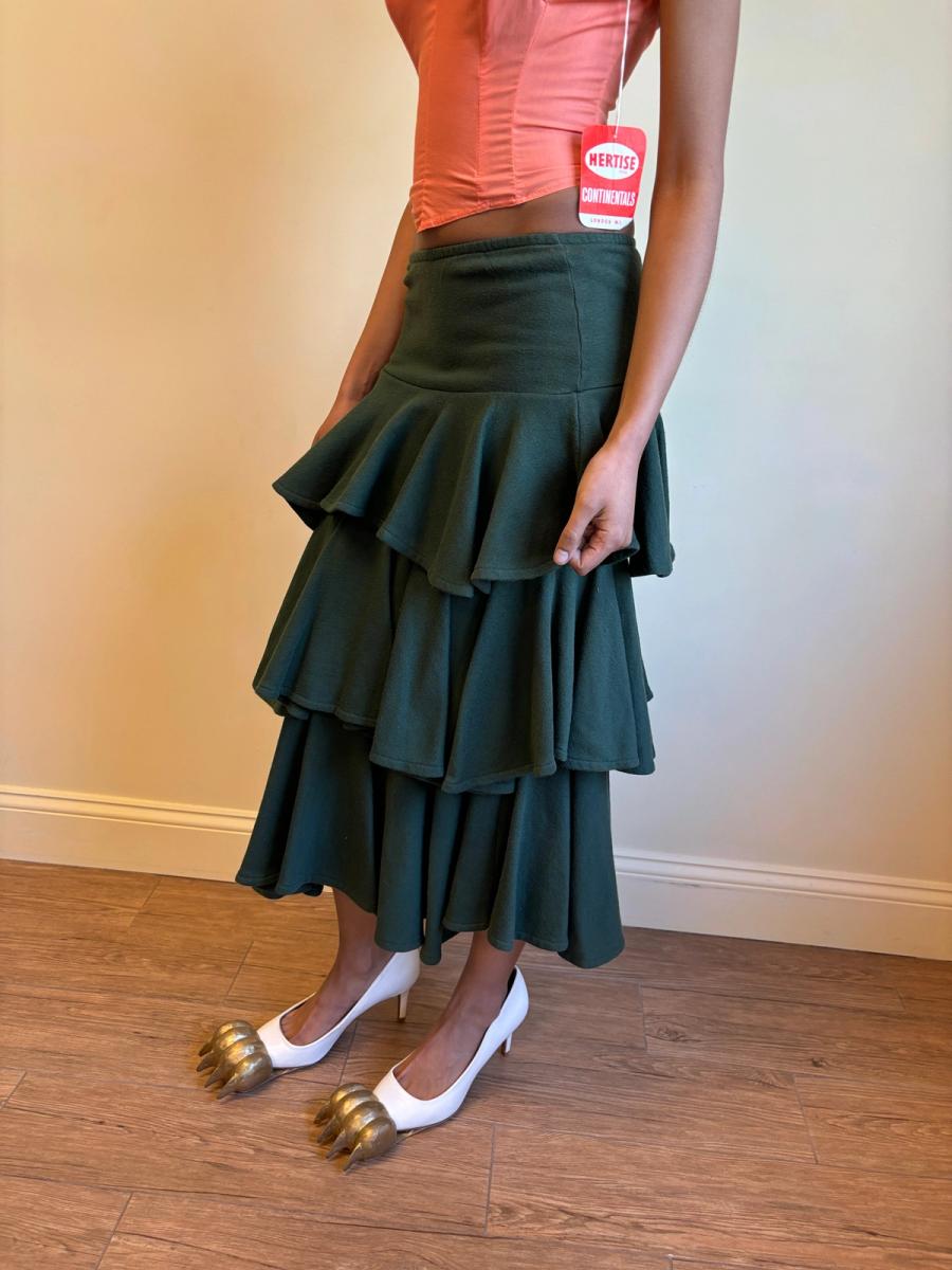 80s Norma Kamali Fleece Ruffle Skirt product image