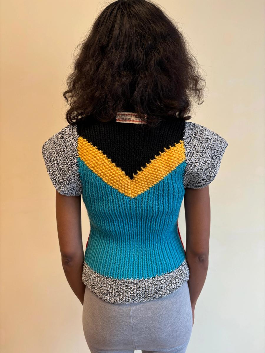 Michelle Pesetti Avant-Garde Colorblock Handknit Top  product image
