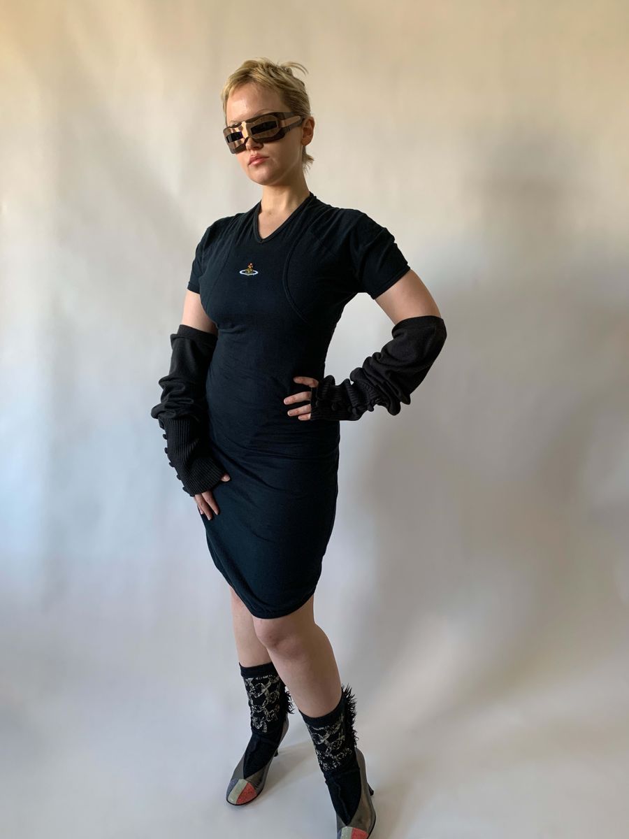 90s Vivienne Westwood Orb Black Dress product image