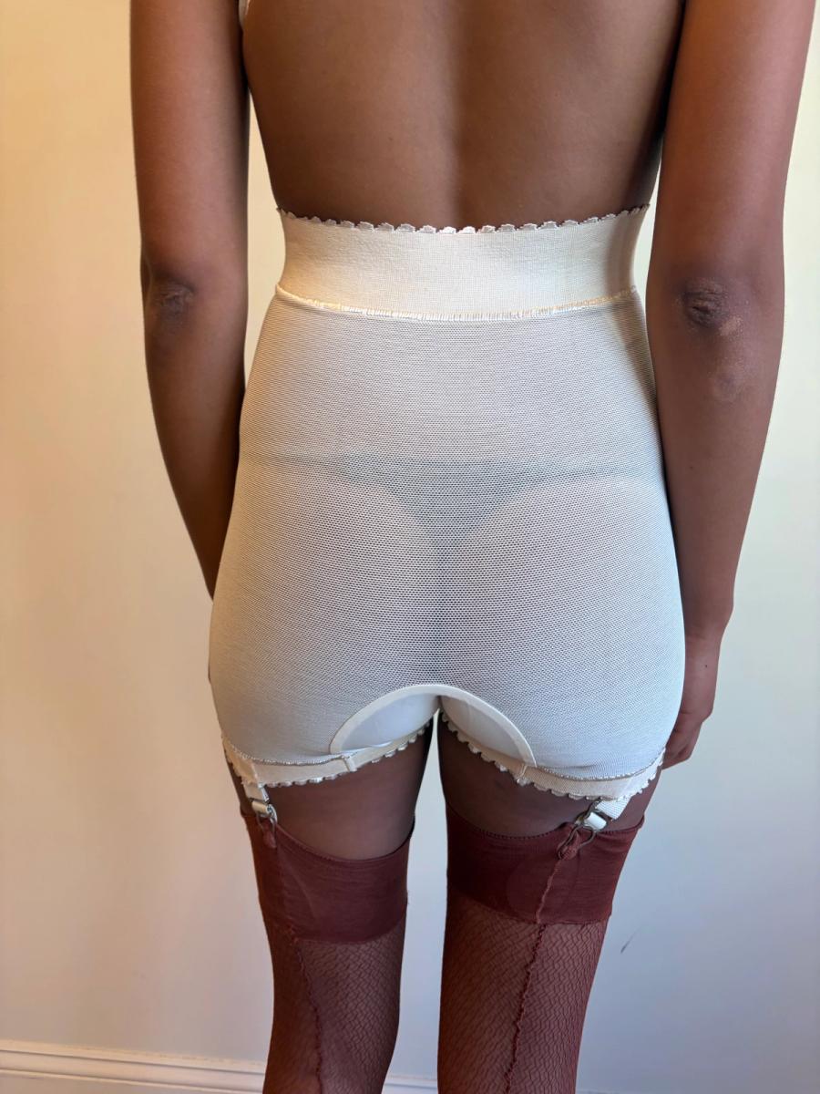 1940s-50s Polka-dot Embroidered Satin Girdle  product image