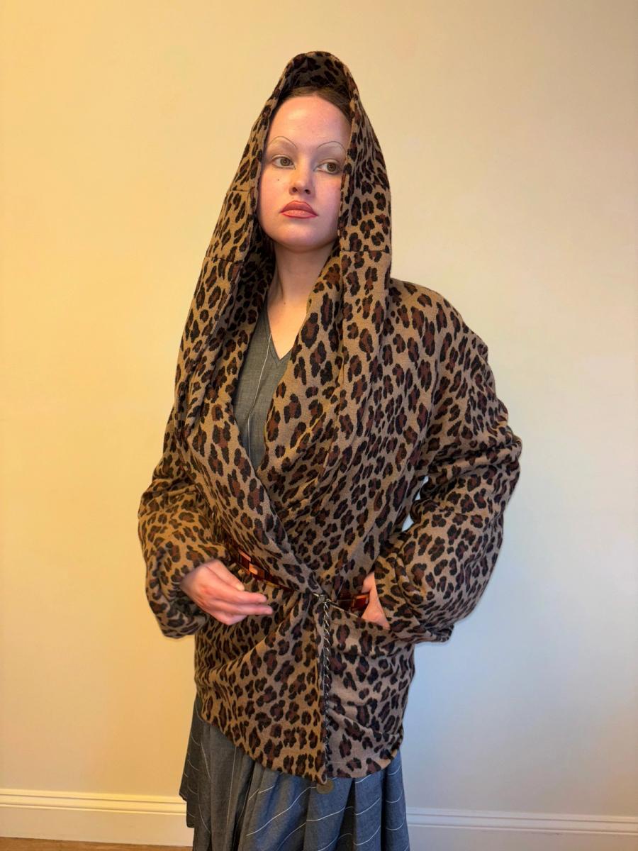 80s Norma Kamali Leopard Sweater with Hood product image