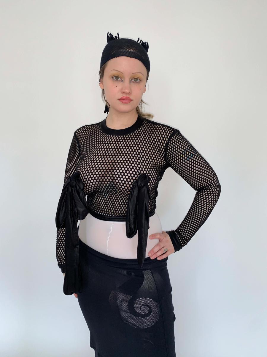 1980s Pam Hogg Boob Tie Fishnet Top  product image