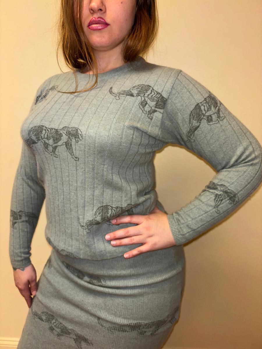 80s Krizia Panther Print Knit Set product image