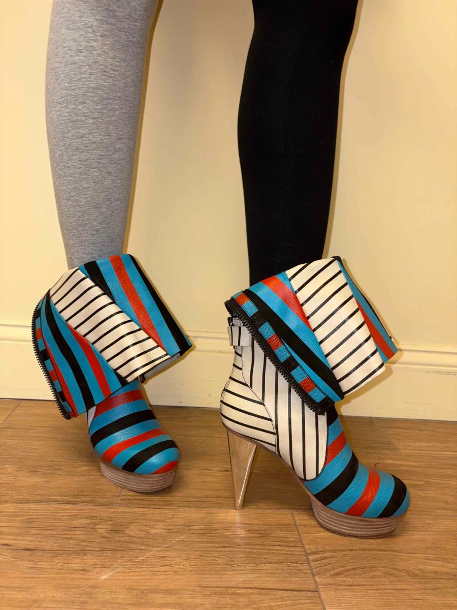Bernhard Willhelm Striped Boots With Metallic Heel  product image