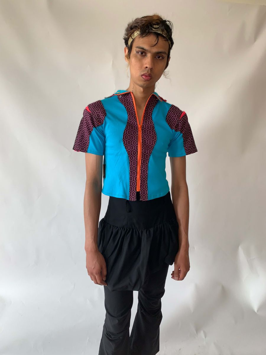 Takuya Angel Teal Patchwork Top product image