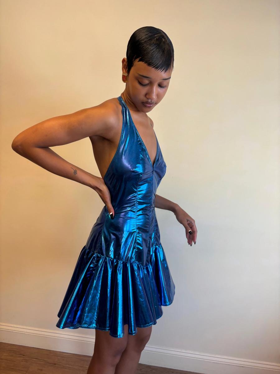 80s Yvan & Marzia Electric Blue Dress product image