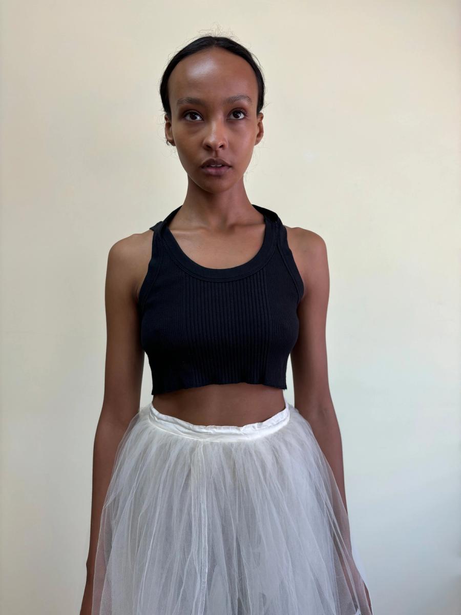 90s Jean-Paul Gaultier Ribbed Halter Crop Top