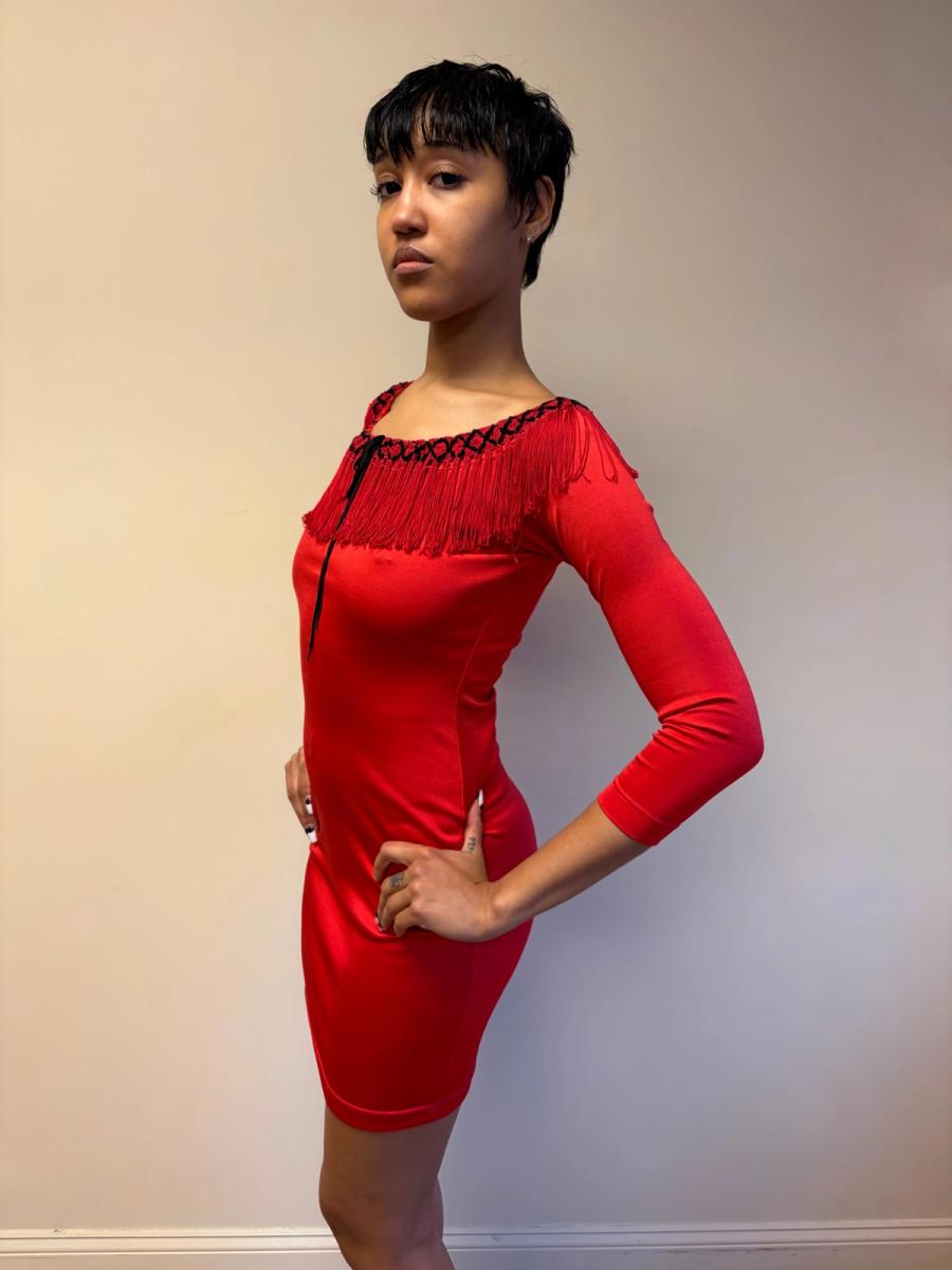 90s Chantal Thomass Red Fringe Dress product image