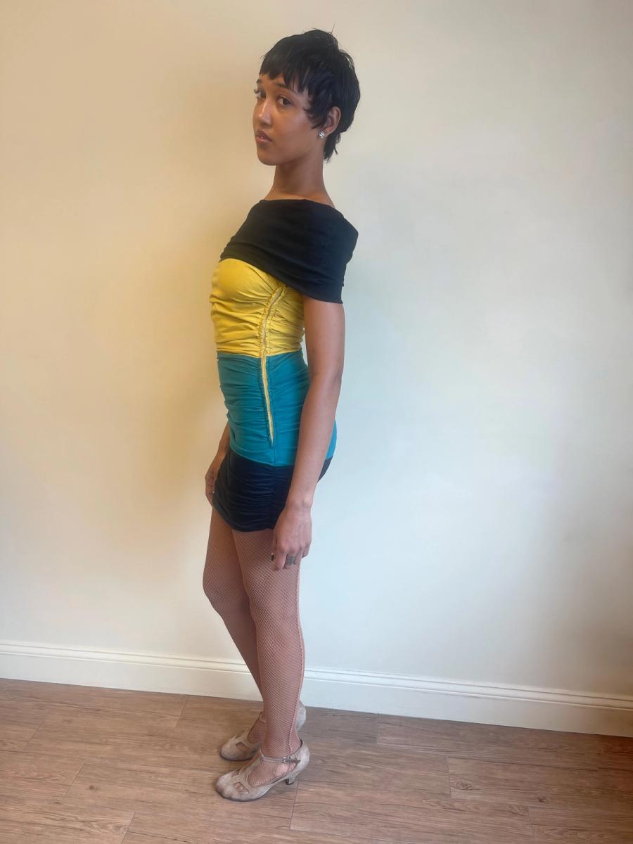 80s Victorio & Lucchino Tri-Color Dress product image