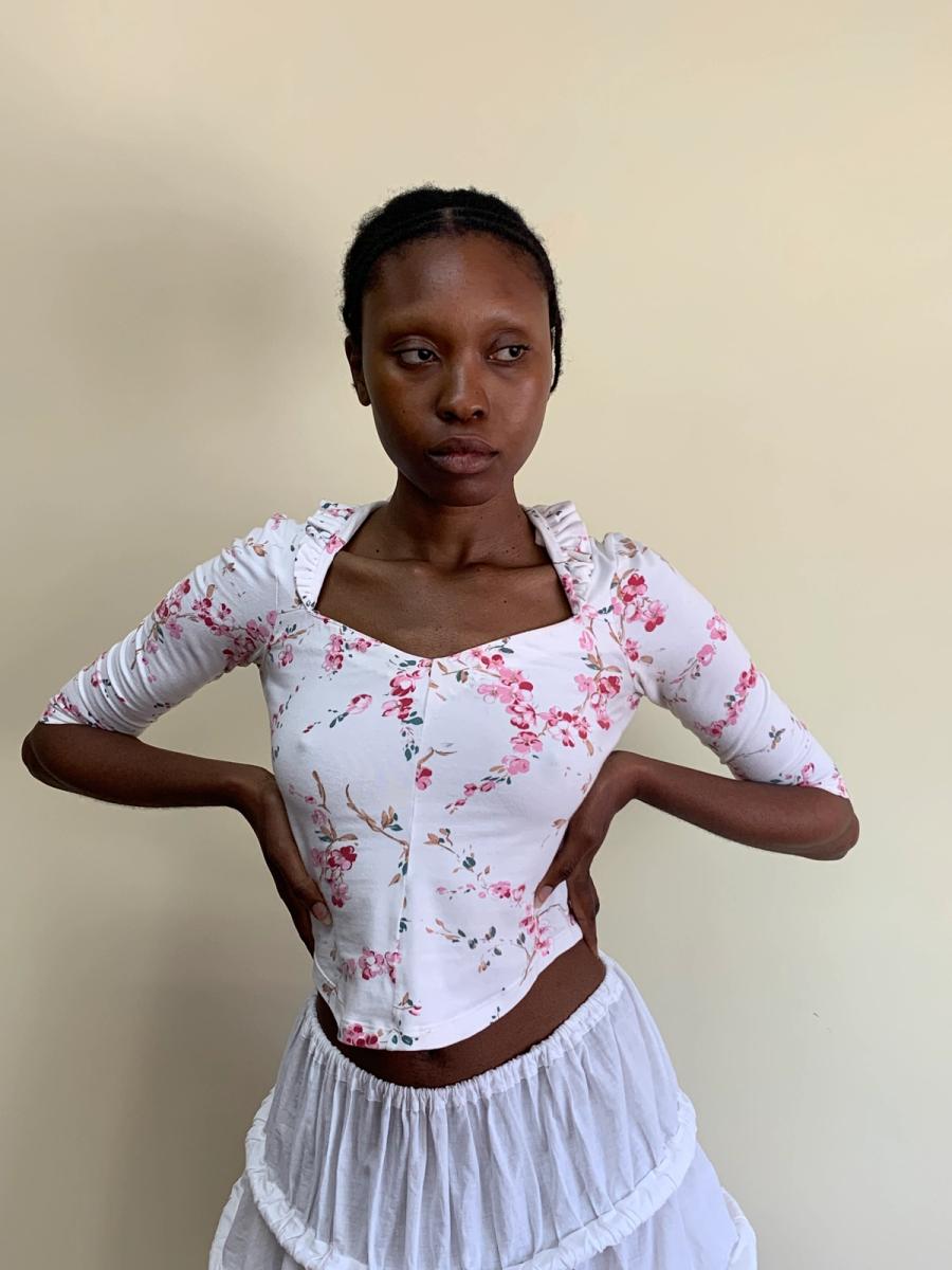 90s Vivienne Westwood Ruffle Cherry Blossom Top product image