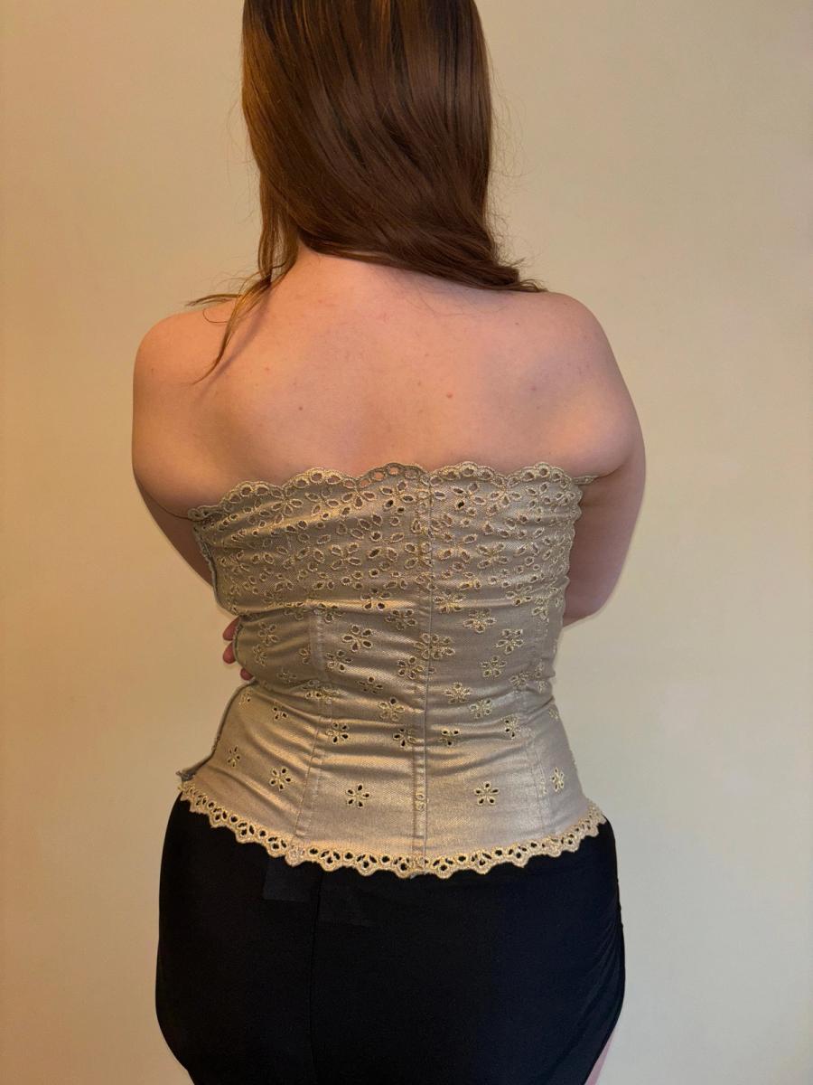Vintage Lolita Lempicka Gold Eyelet Bustier product image