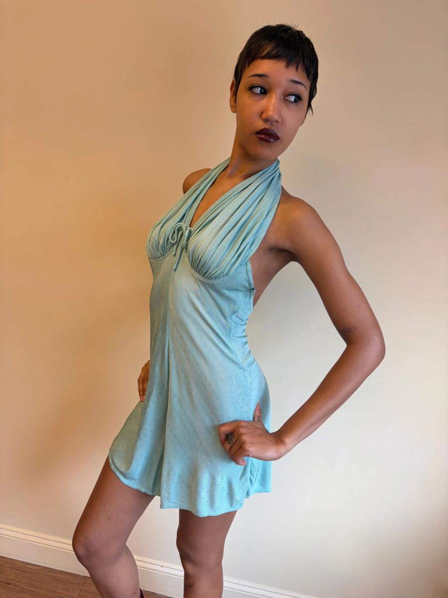 Vintage Chantal Thomass Aqua Halter Romper product image
