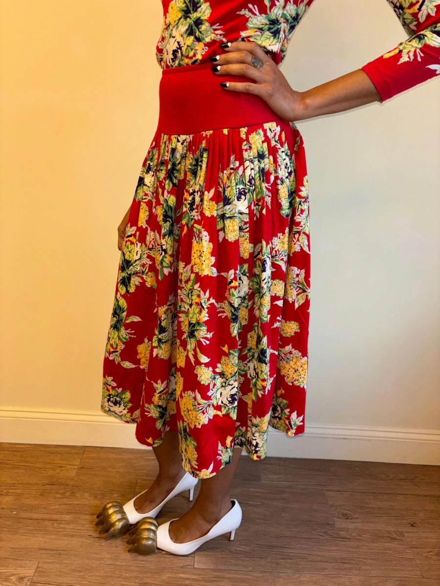 80s Norma Kamali Red Floral Set product image