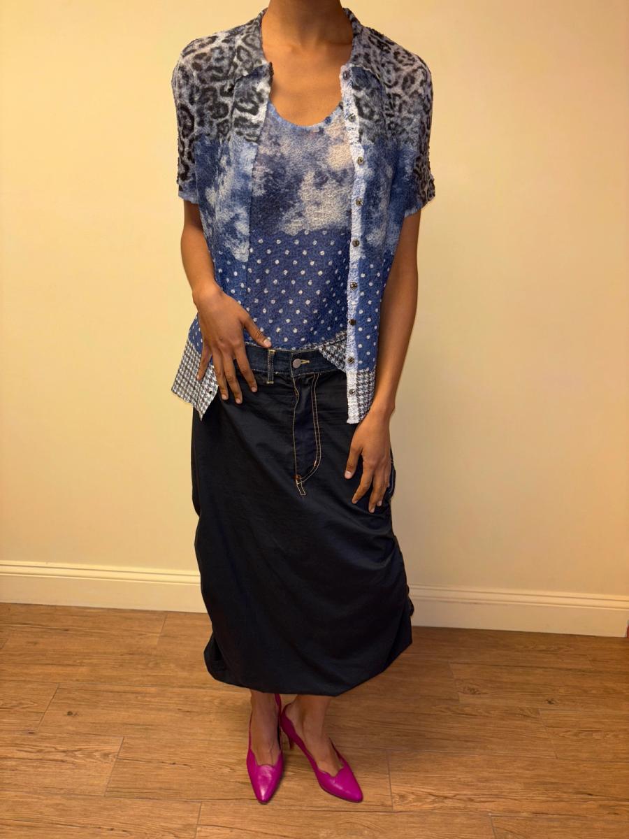 Michiko Koshino Denim and Ruched Skirt product image