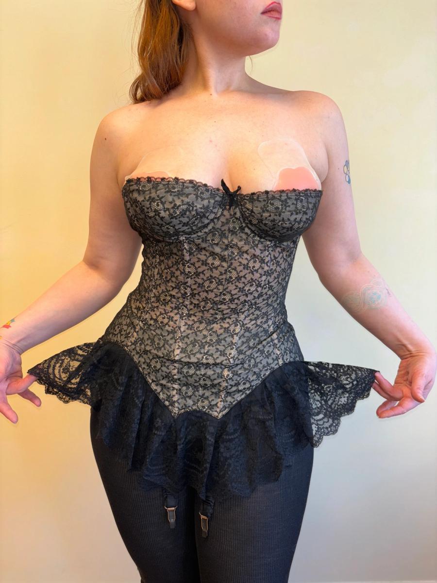 French 50s Simone Perelle Black Lace Bustier product image