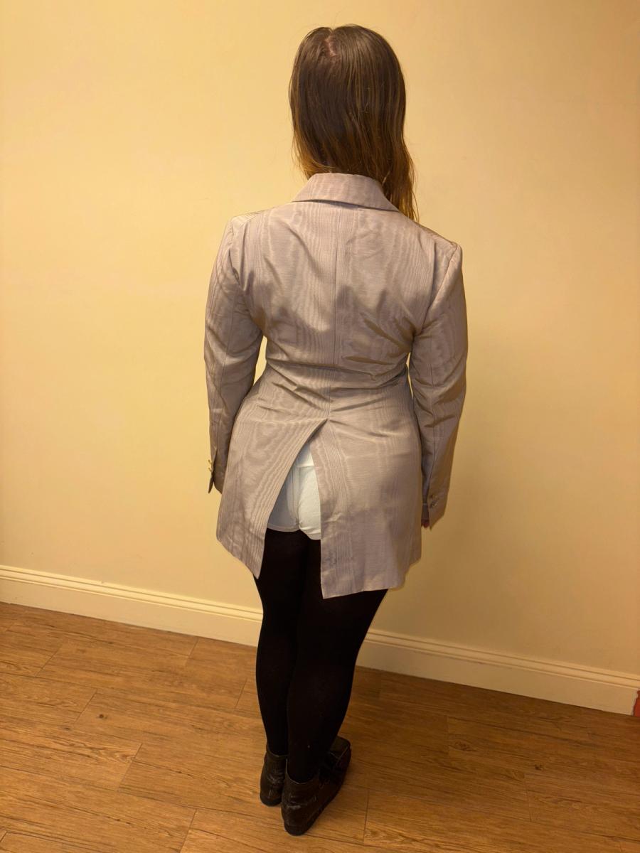 90s Westwood Lavender Moiré Jacket With Engraved Orb Buttons product image