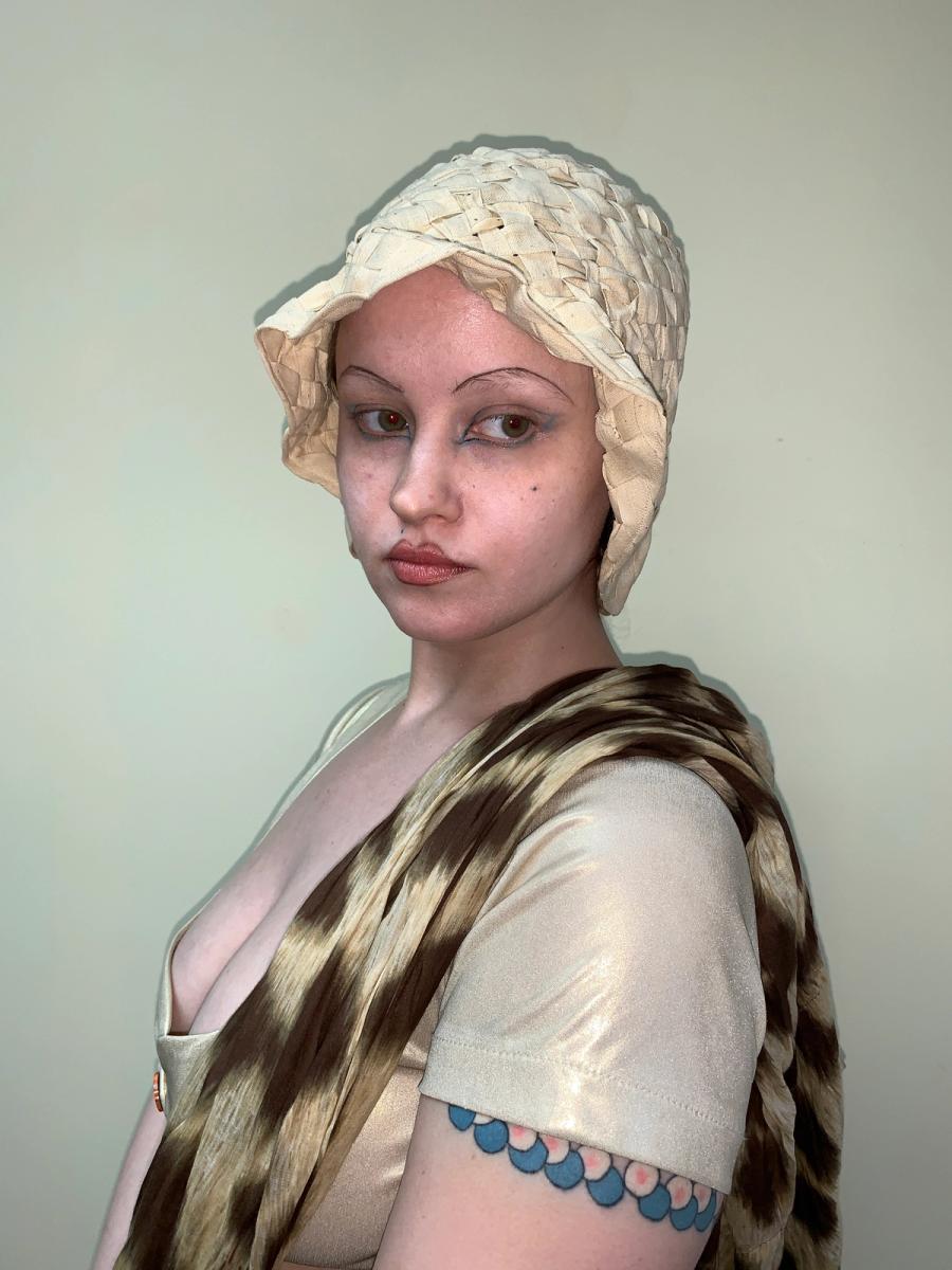 Antique Raw Silk Ribbon Woven Cloche product image