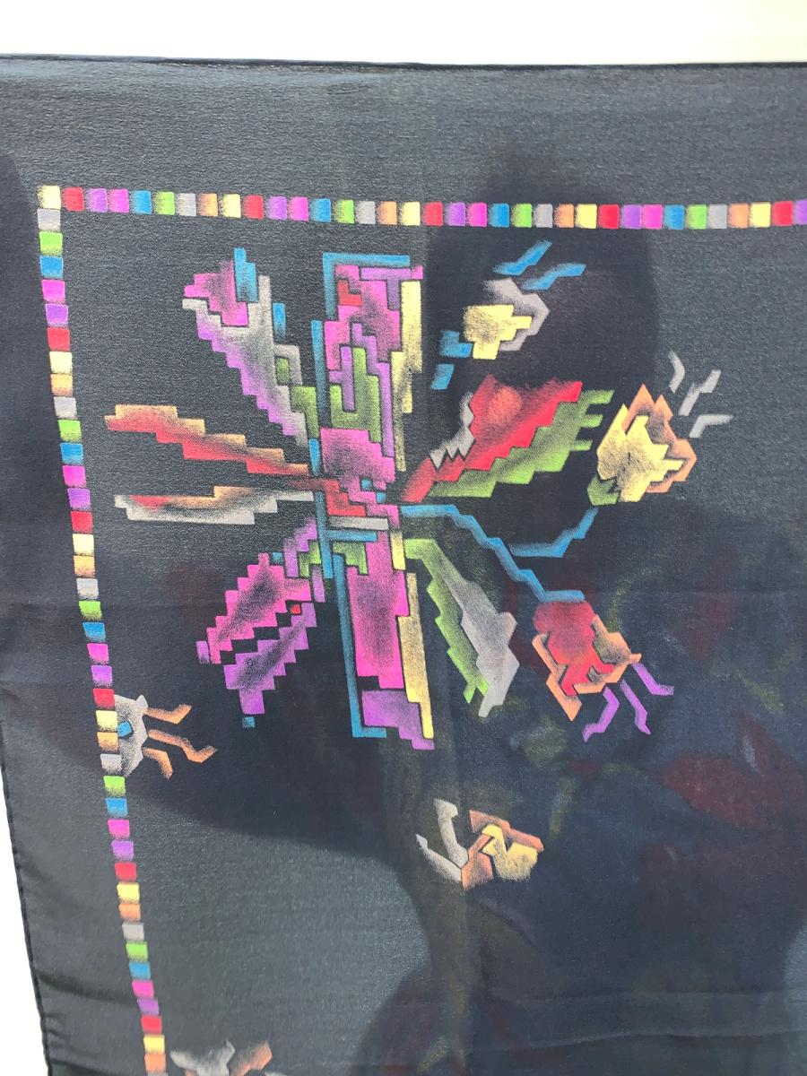 1980s Issey Miyake Pixelated Floral Silk Scarf product image