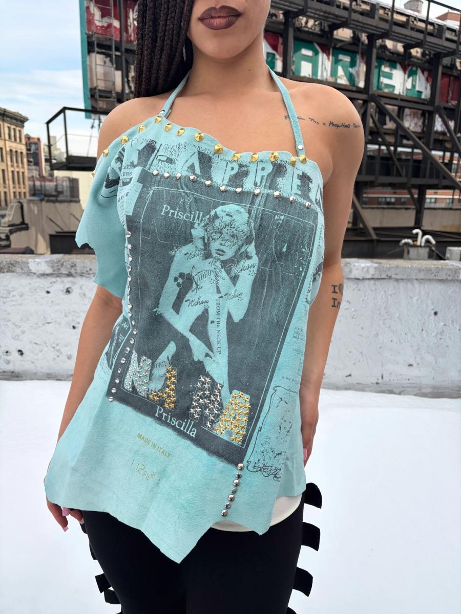 NANA Studded Turquoise Suede Halter product image