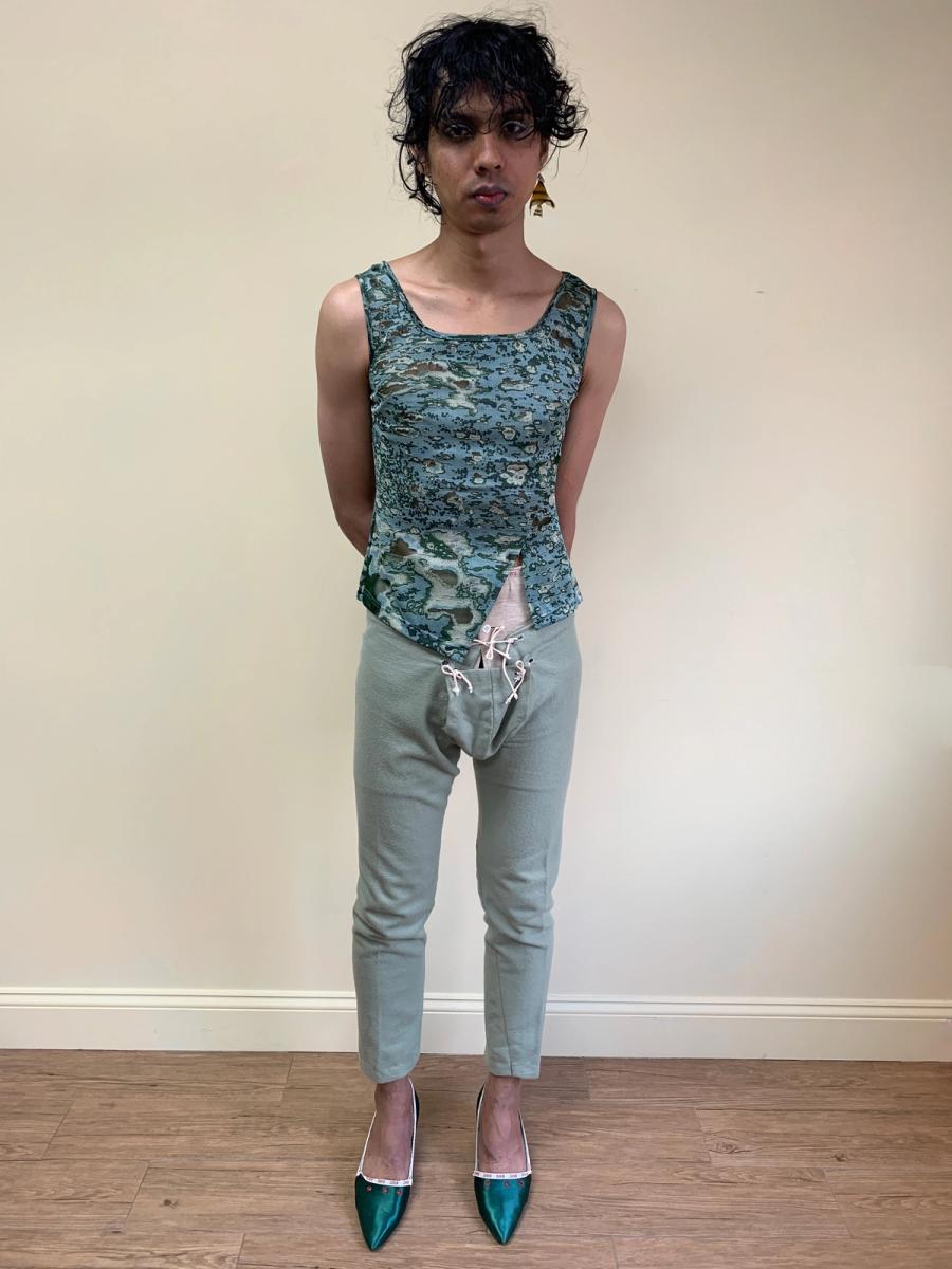 1700s Style Green Codpiece Costume Pants product image