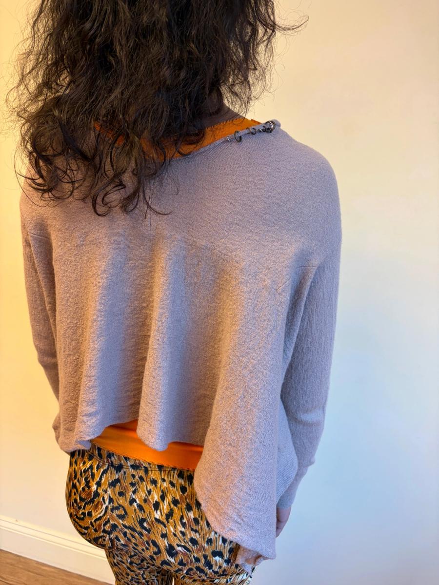 Sunao Kuwahara Pierced Mauve Felted Cardigan  product image