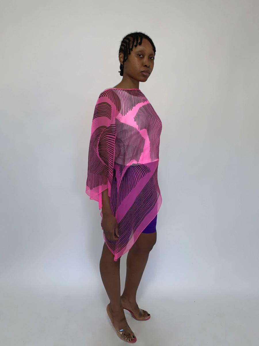 Zandra Rhodes 1980s Asymmetrical Tunic