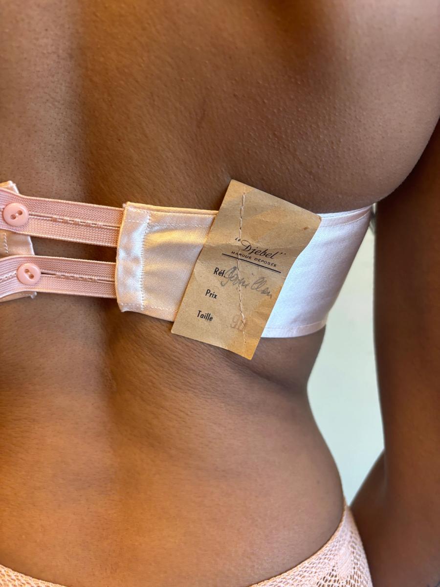 40s French Pink Satin Bra product image
