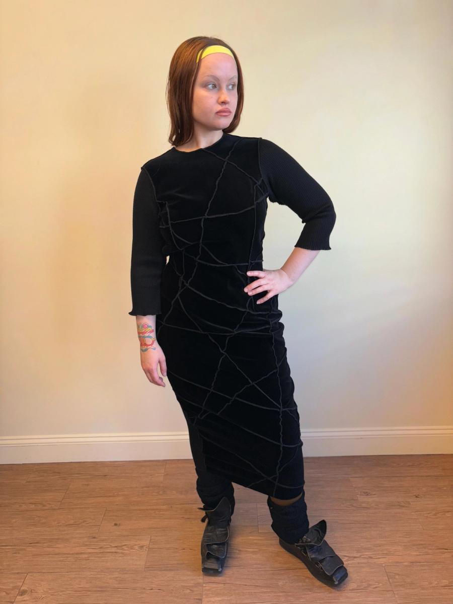 90s Patchwork Velvet Jean Colonna Dress product image