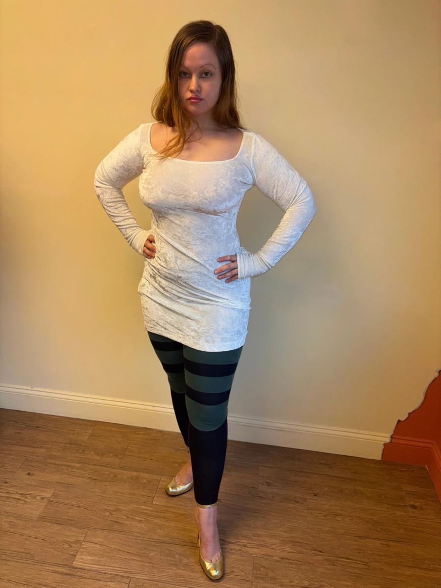 90s Norma Kamali Gloved White Velvet Dress product image