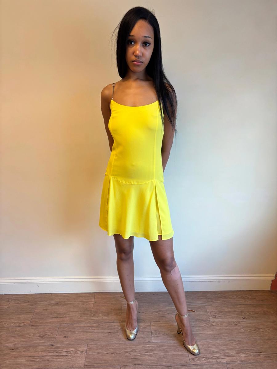 Vintage La Perla Yellow Slip Dress with Metal Straps product image