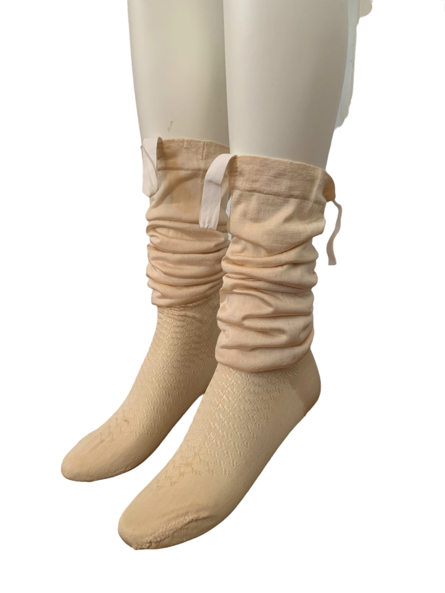 French Antique Silk Stockings with Garter Tabs product image