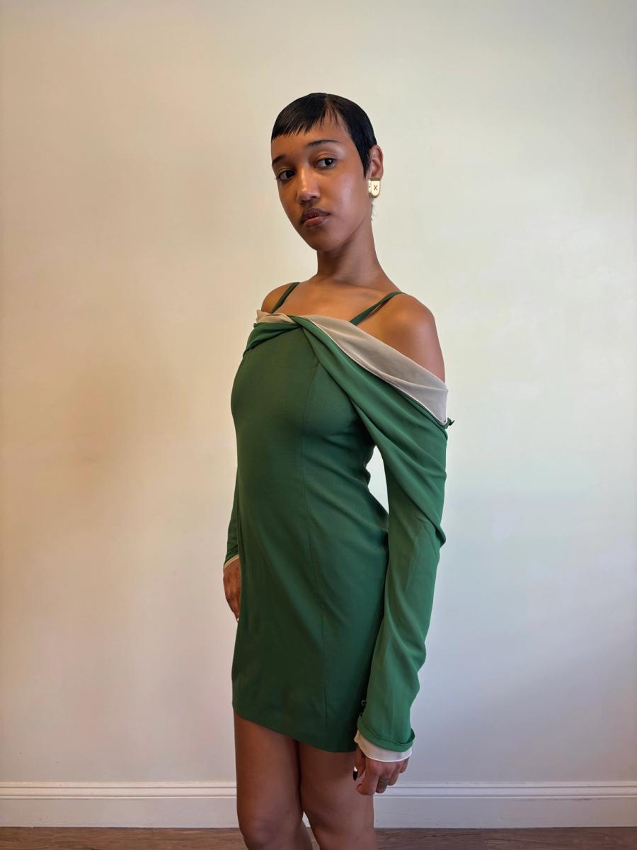 1980s Dolce & Gabbana Layered Chiffon Sleeve Dress product image