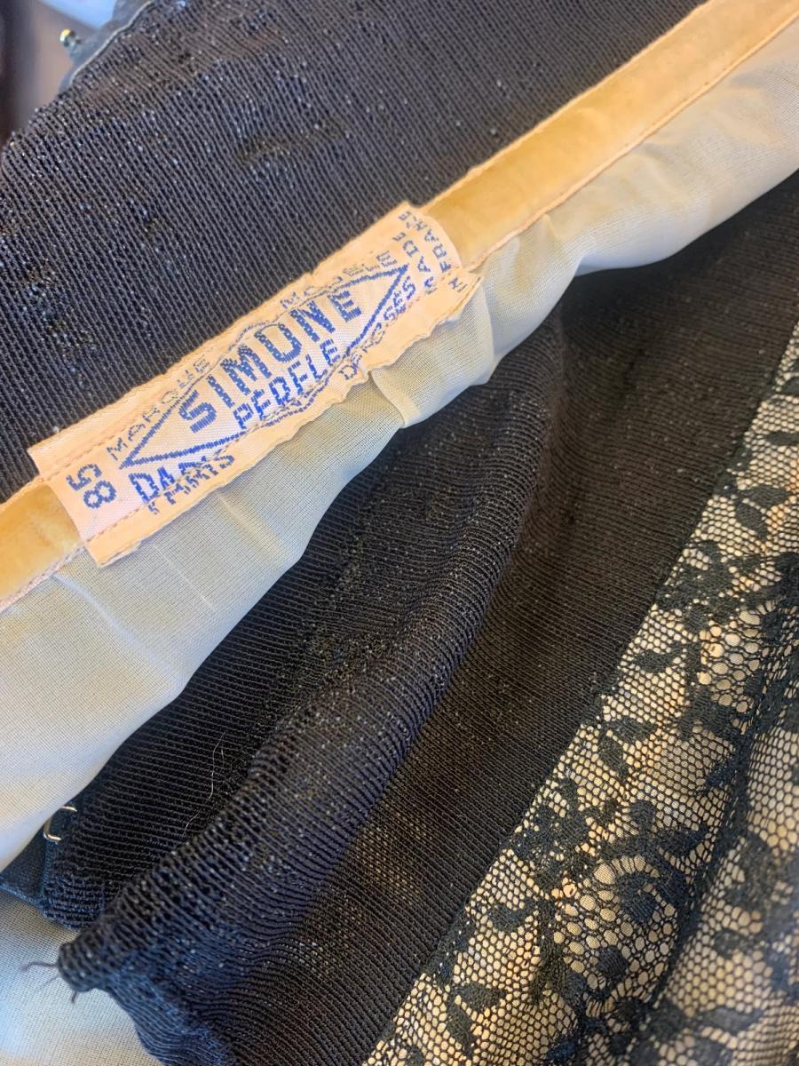 French 50s Simone Perelle Black Lace Bustier product image