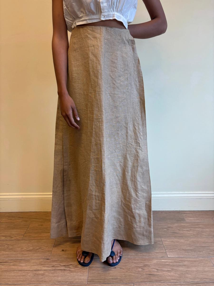 Edwardian Buff Linen Travel Skirt product image