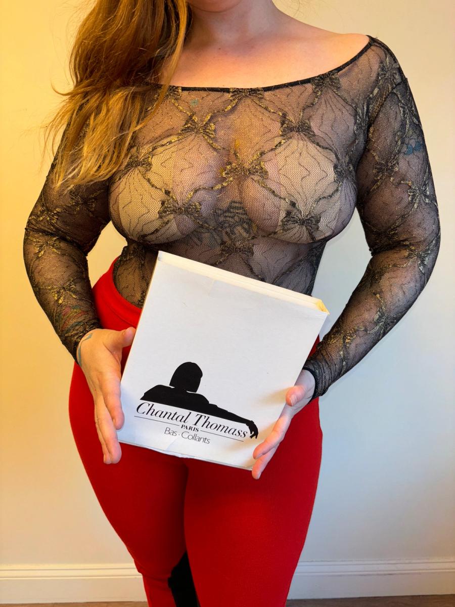 80s Chantal Thomass Moiré Lace Bodysuit with Original Box product image