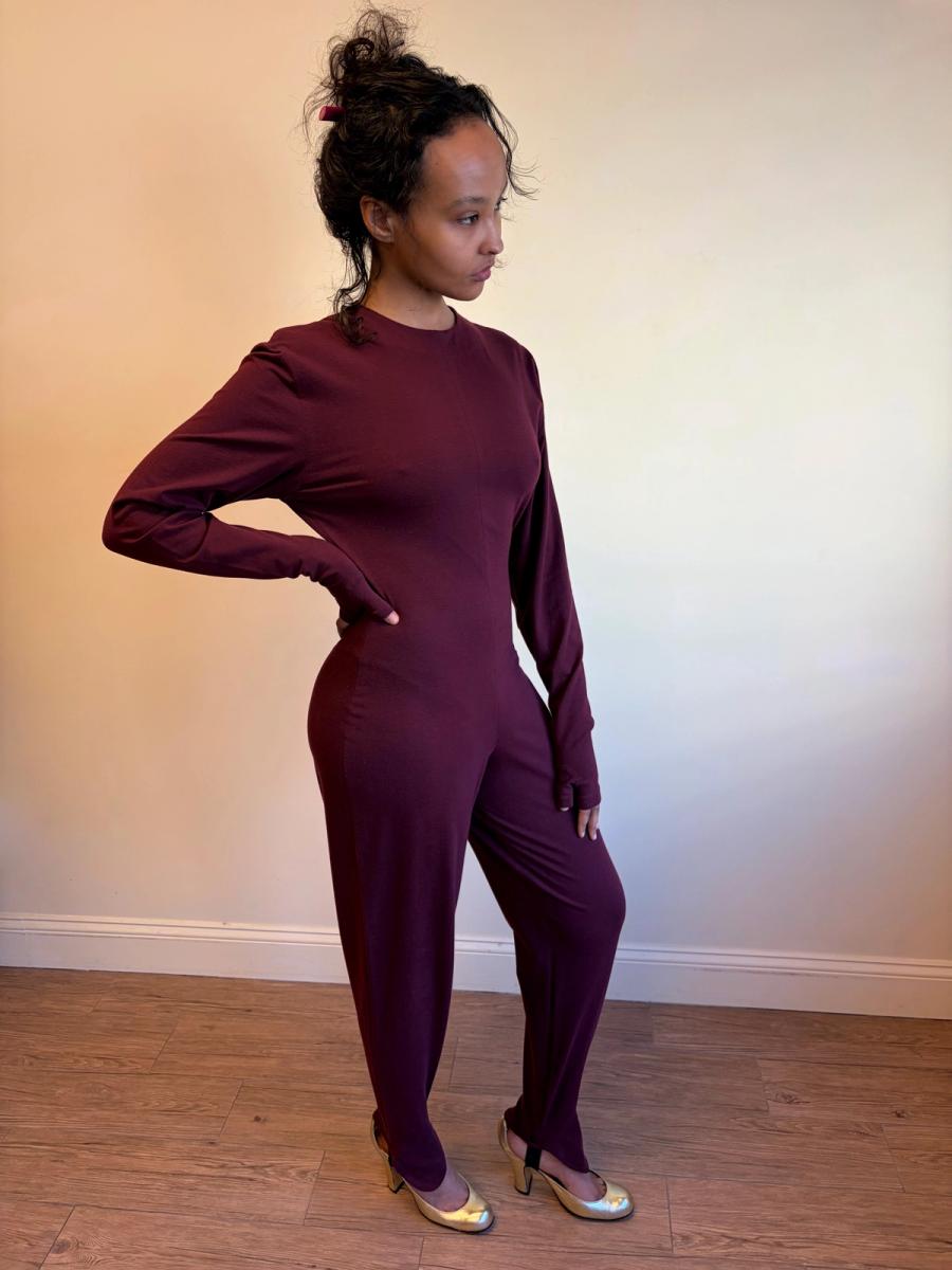 80s Norma Kamali Plum Leotard product image