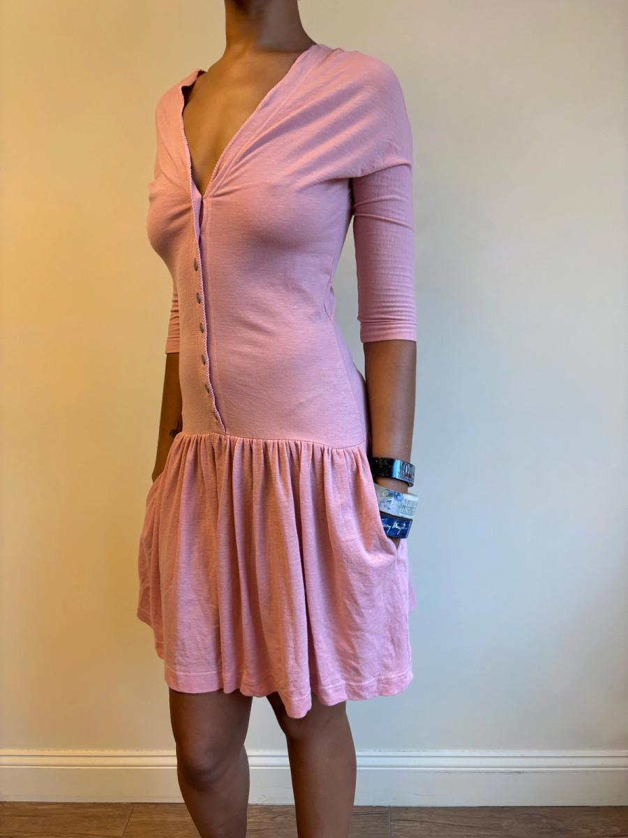 80s Chantal Thomass Blush Off the Shoulder Dress