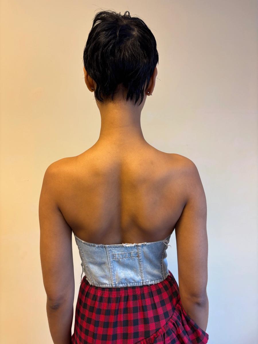 80s Katherine Hamnett Rhinestone Denim Bustier product image