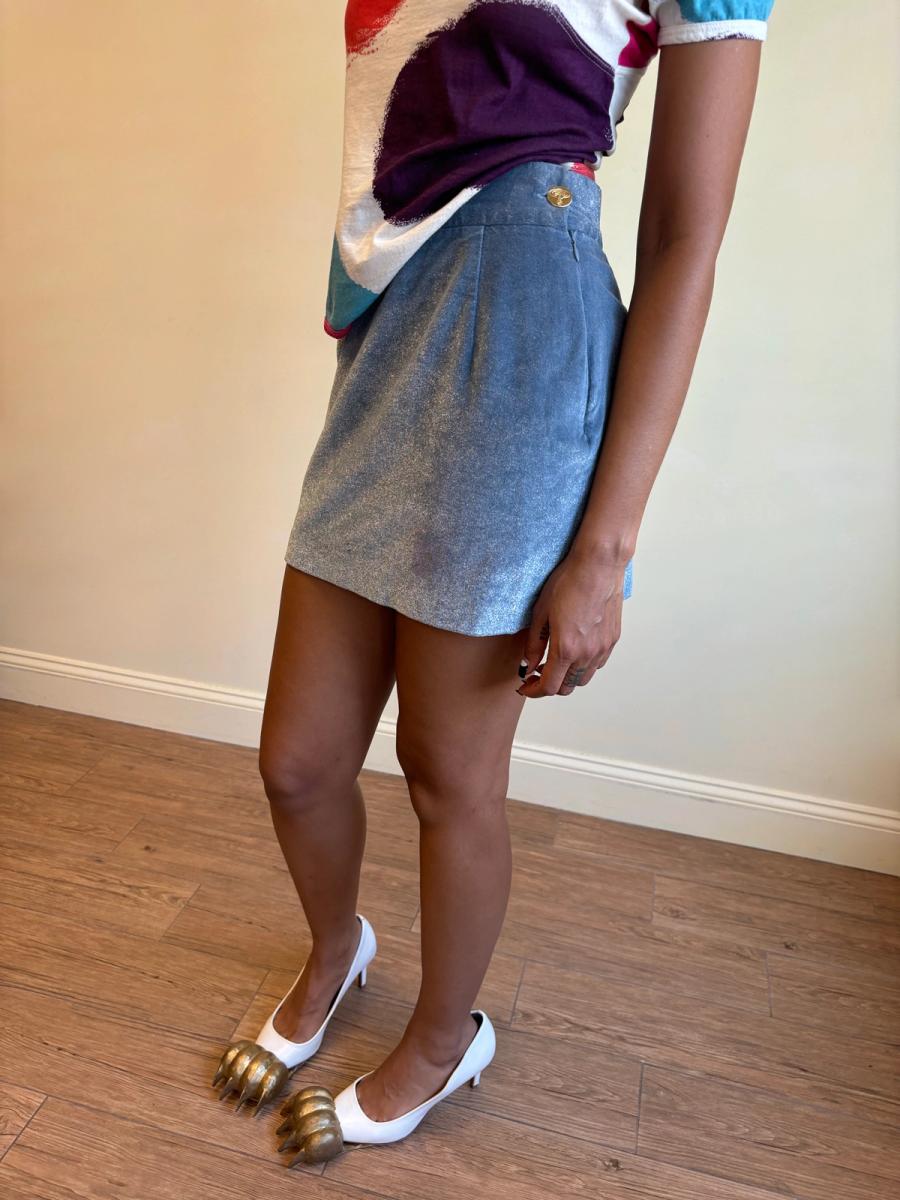90s Vivienne Westwood Sparkly Velvet Mini Skirt product image