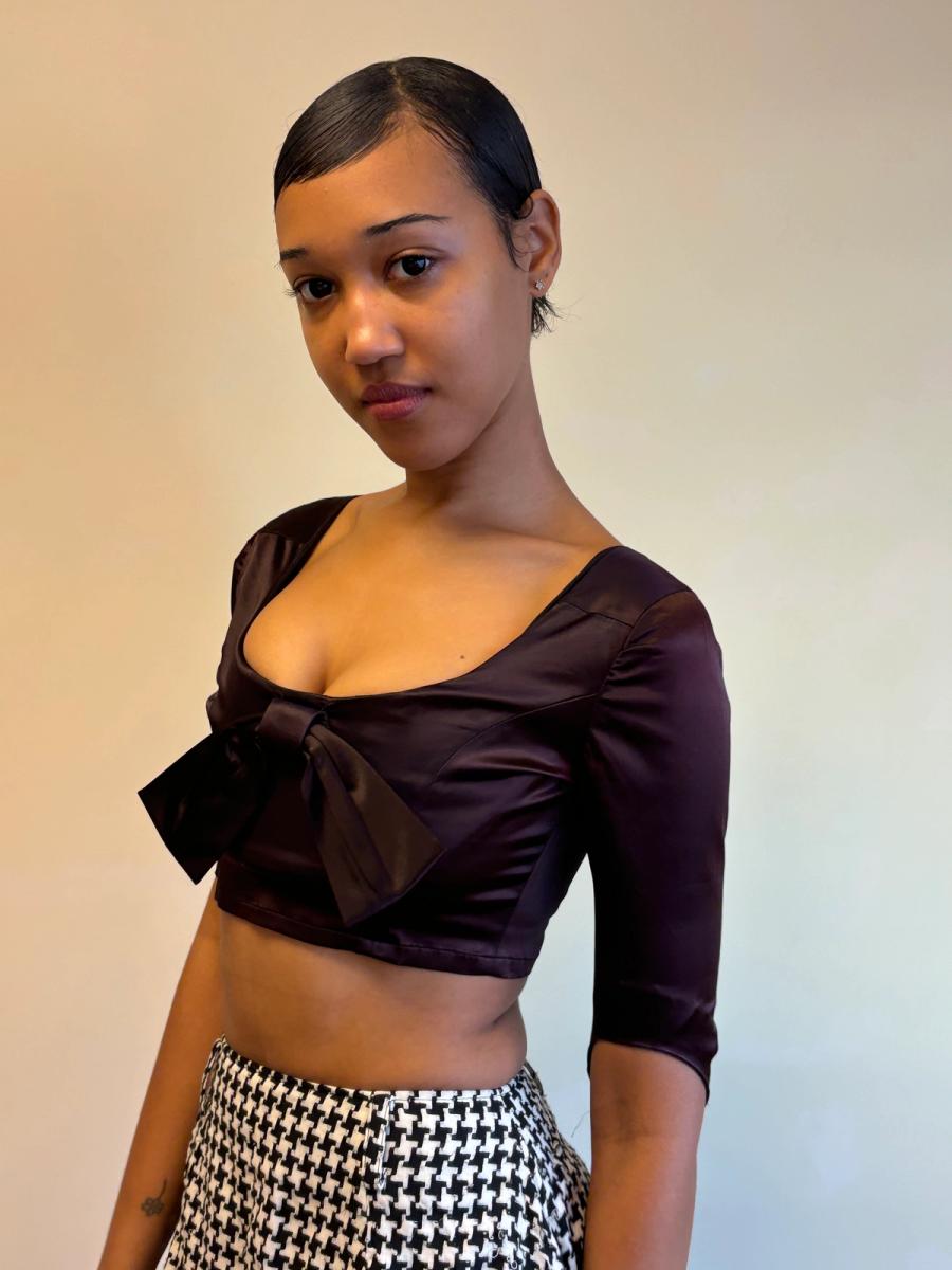 90s Vivienne Westwood Short Corset With Sleeves & Bow product image