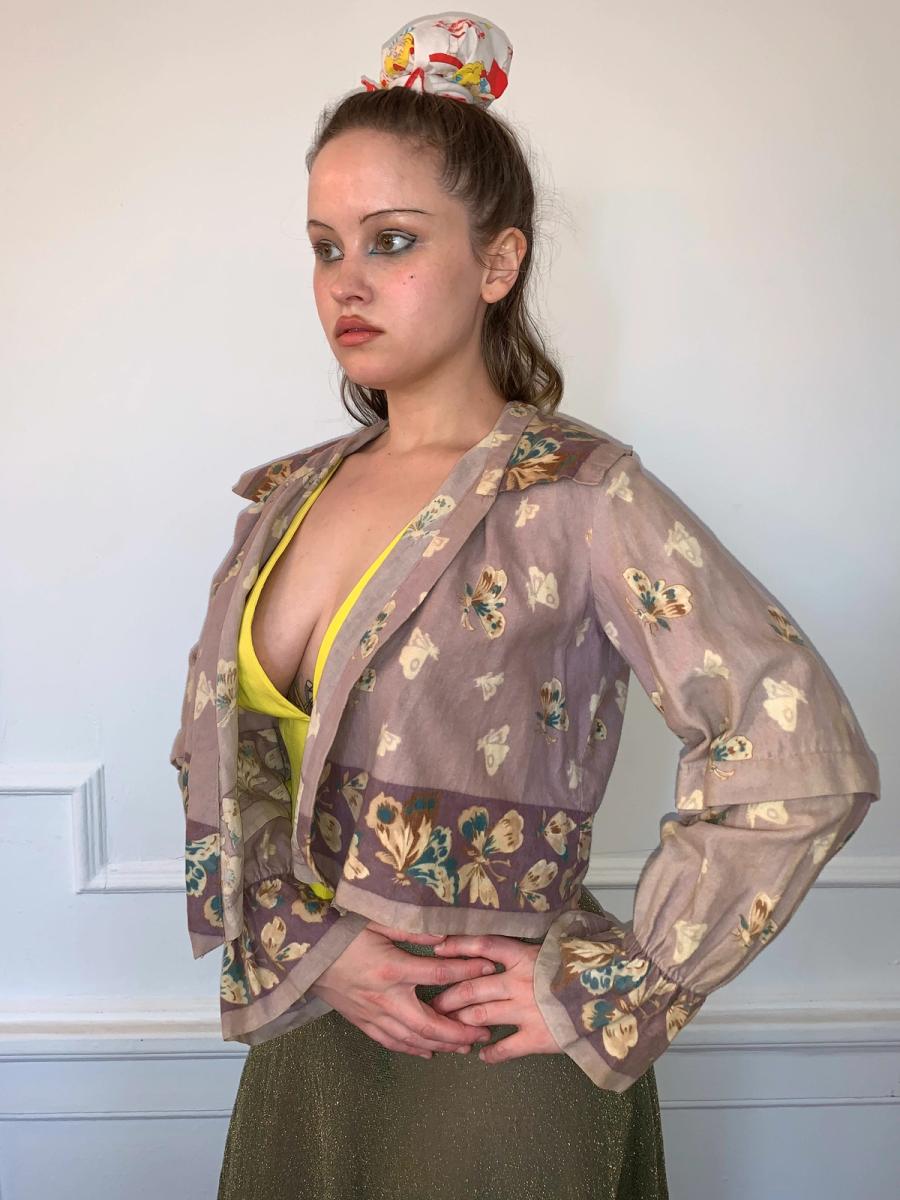 Edwardian Printed Flannel Butterfly Bed Jacket product image